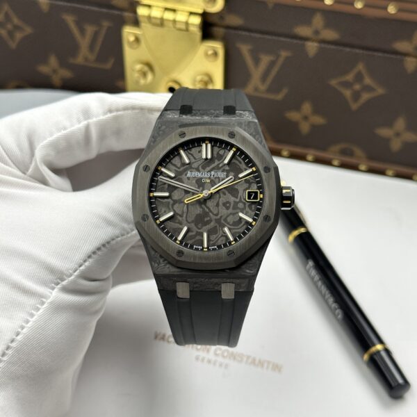 dong ho audemars piguet royal oak diw 15500 replica 11 vo carbon kim giay mau vang 41mm 15