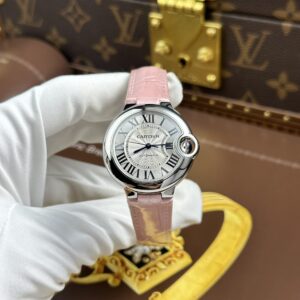 dong ho cartier ballon bleu rep 11 nu day da mau hong nha may af 33mm 9